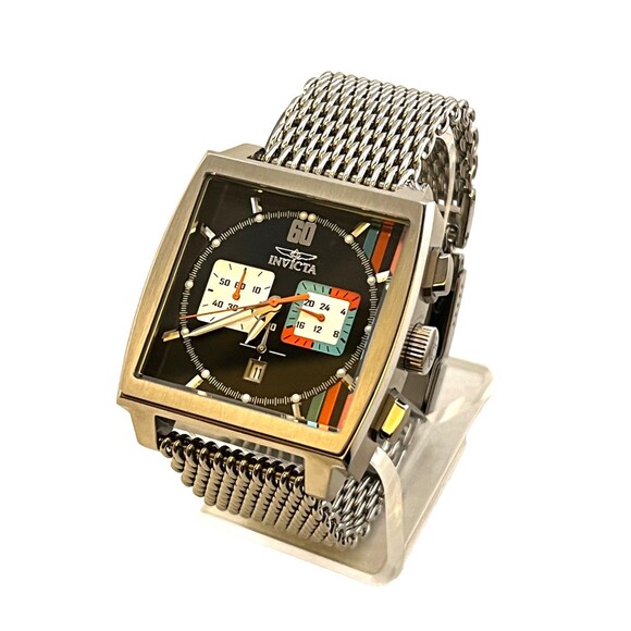 Invicta S1 Rally Chronograph 47244 Mens Watch Monaco Racer Mesh Stainless Square - Picture 1 of 9